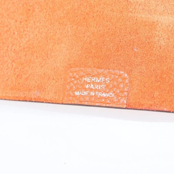 HERMES Day Planner Cover Leather Orange Silver Auth 147237 - Picture 12 of 16